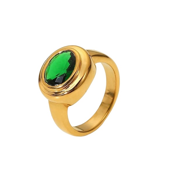 18K Gold Plated Emerald Green Swarovski Crystal Ring*Cubic Zirconia Zircon*JD - Picture 6 of 6